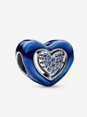 Pandora Blue Spinnable Heart Charm